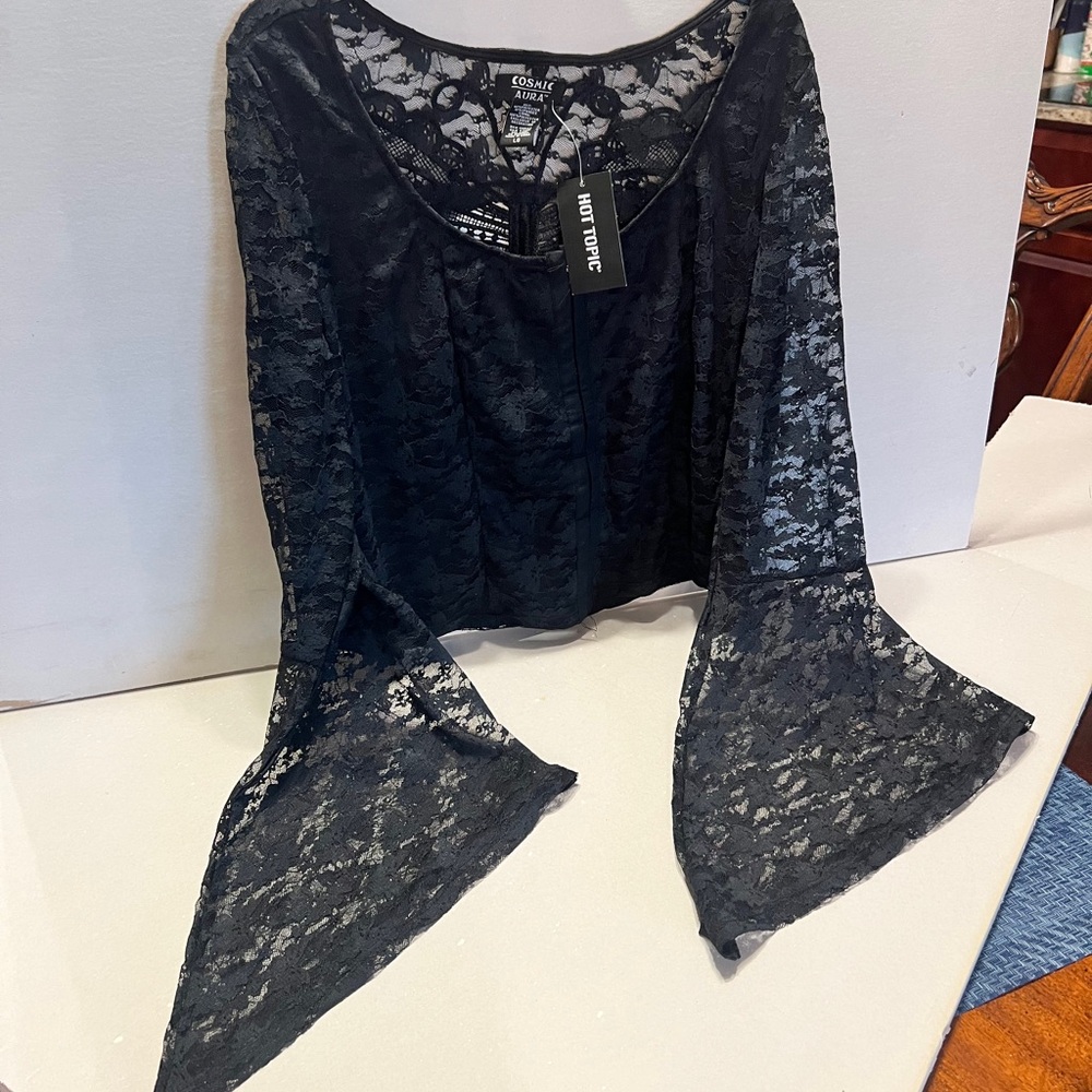 NWT Butterfly Lace Blouse with Bell Sleves